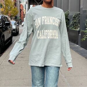 Brandy Melville Green Long Sleeve Shirt with San Francisco Print